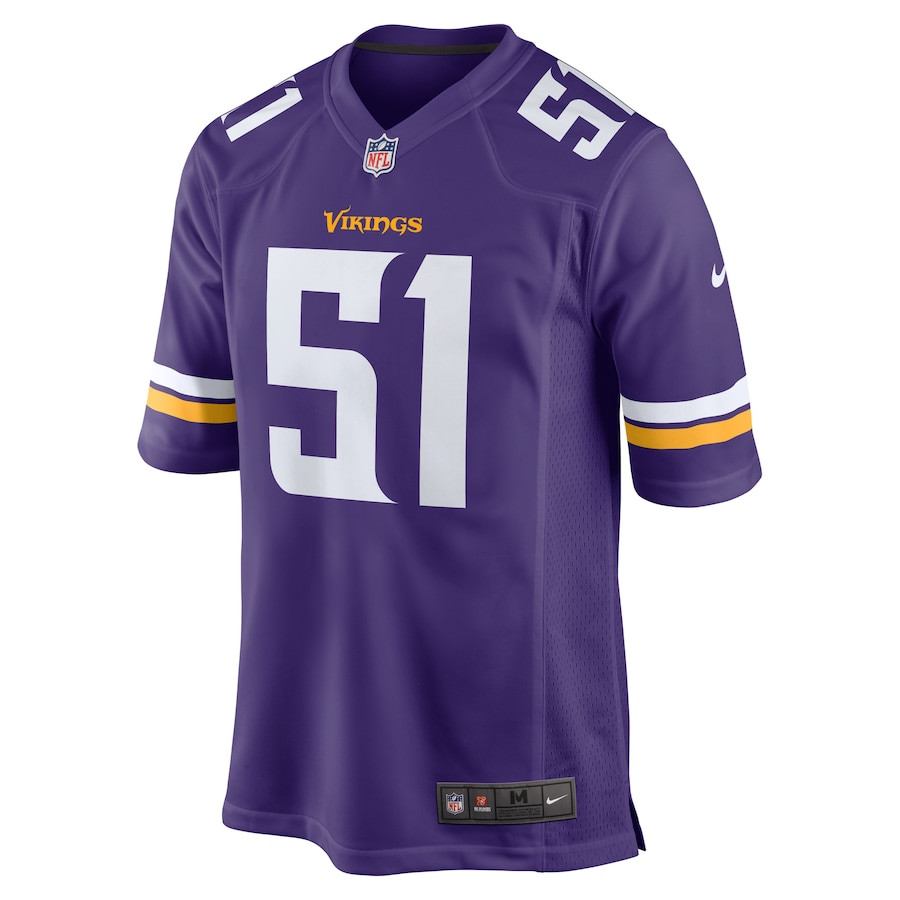 Blake Cashman 51 Minnesota Vikings Team Game Purple NFL Jersey Men's