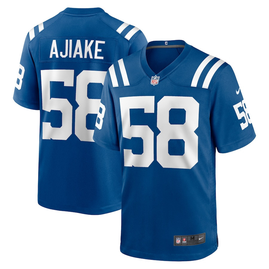 Austin Ajiake 58 Indianapolis Colts Game Royal NFL Jersey Men's