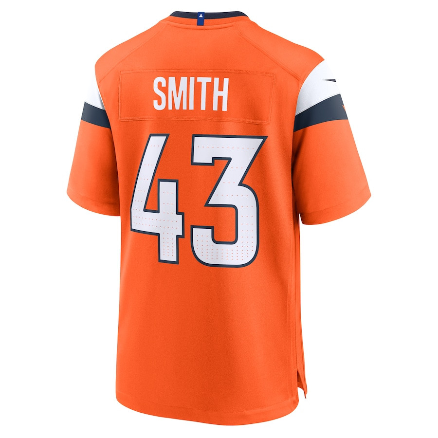 Keidron Smith 43 Denver Broncos Team Game Orange NFL Jersey Men's