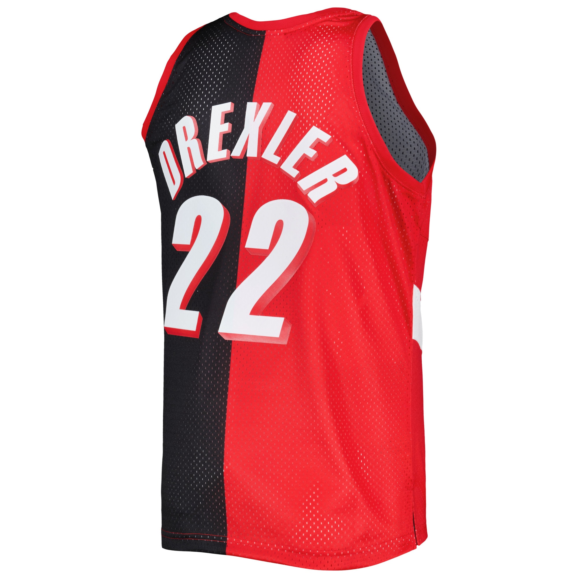 Mitchell Ness Clyde Drexler Red/Black Portland Trail Blazers Hardwood Classics 1991/92 Split Swingman NBA Jersey Men's