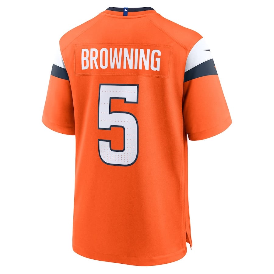 Baron Browning 5 Denver Broncos Team Game Orange NFL Jersey Men's