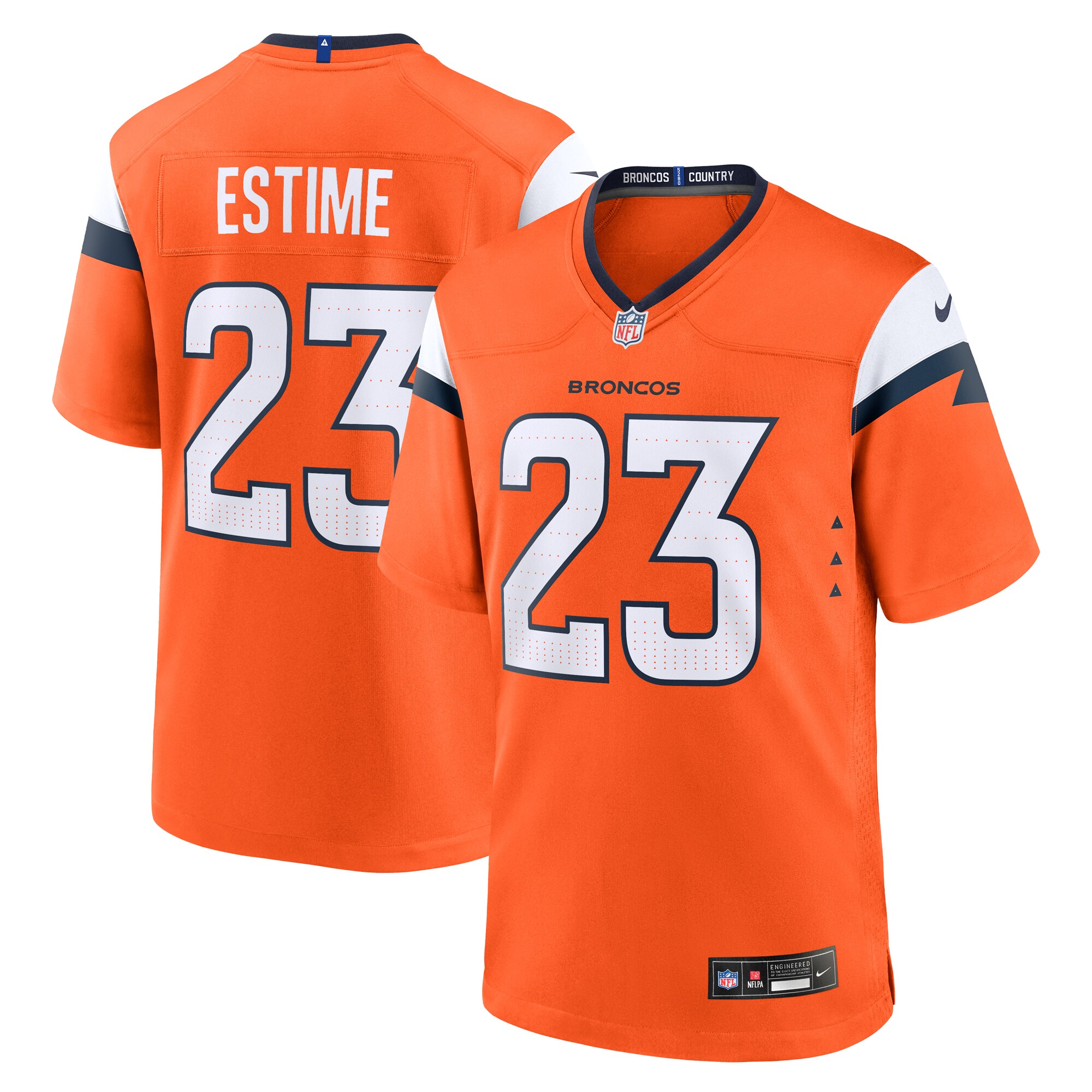 Denver Broncos Audric Estime Orange Team Game NFL Jersey Men's