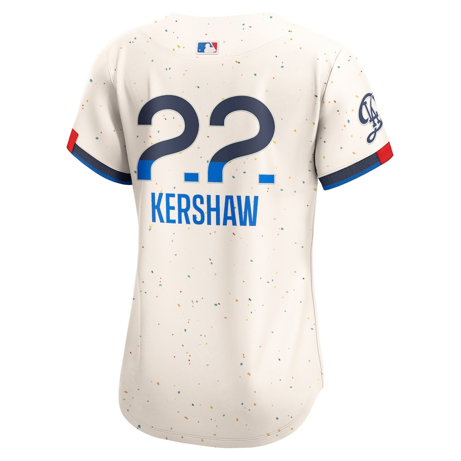 Clayton Kershaw 22 Los Angeles Dodgers 2024 City Connect Limited Cream MLB Jersey Women's