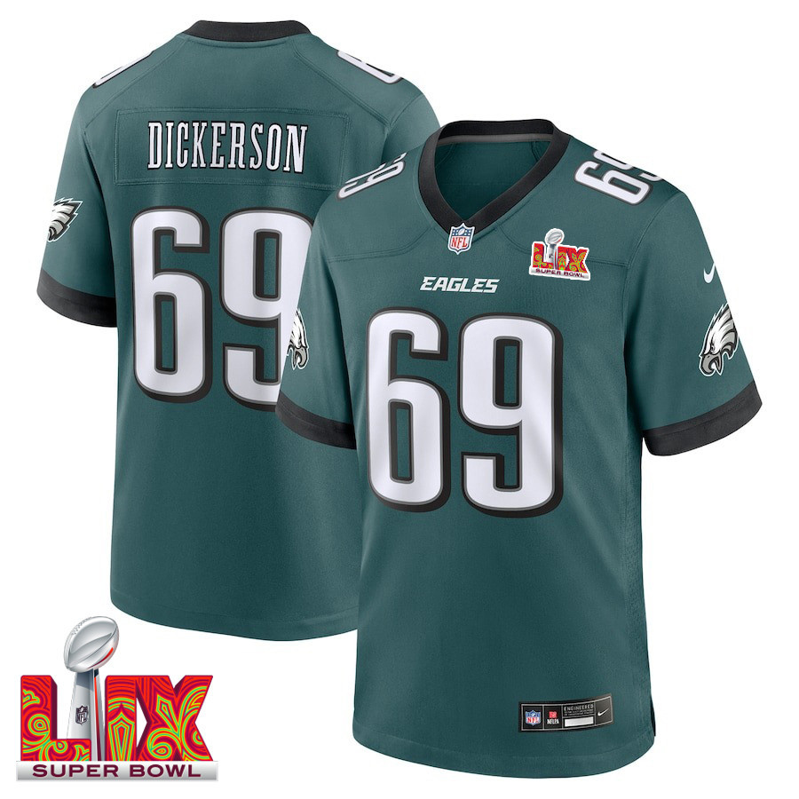 Landon Dickerson #69 Philadelphia Eagles Super Bowl LIX Midnight Green NFL Jersey Men's