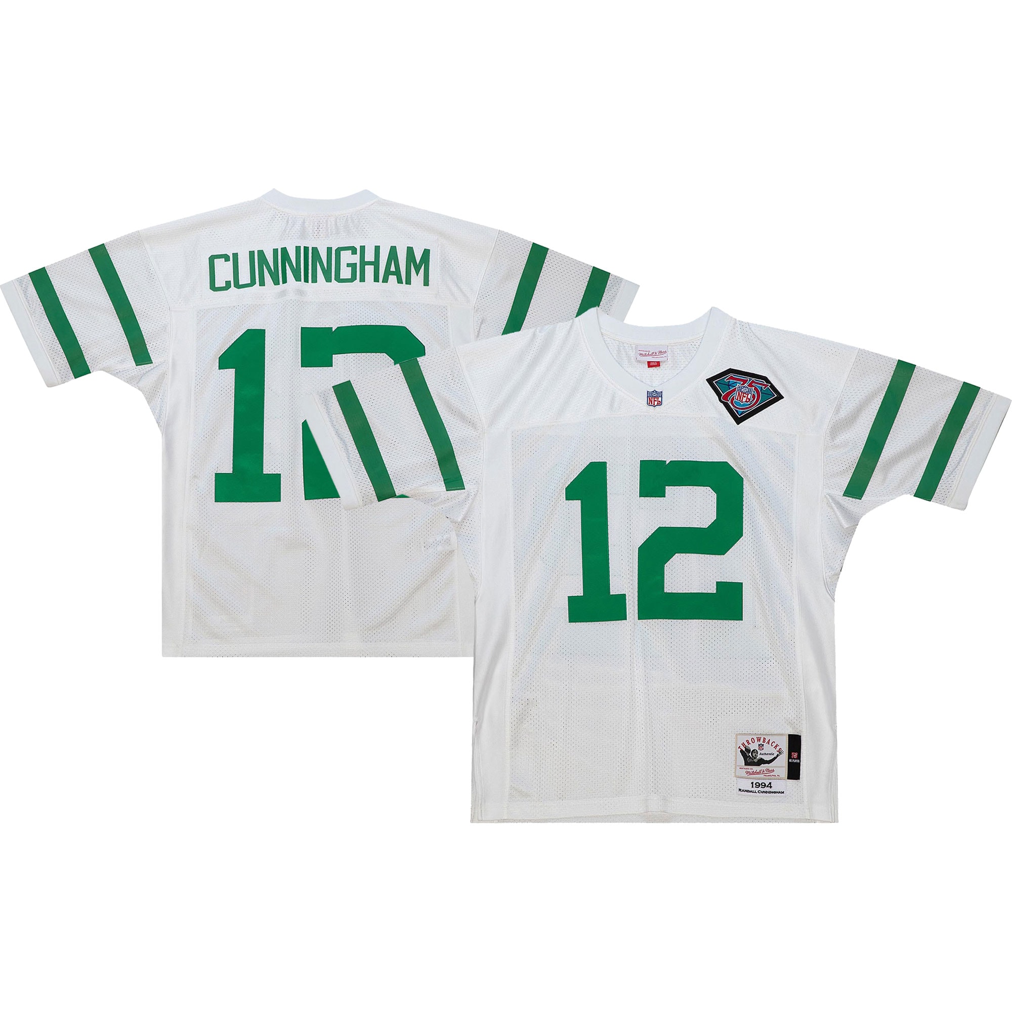 Philadelphia Eagles 1994 Randall Cunningham Mitchell Ness White Throwback Retired Player NFL Jersey Men's