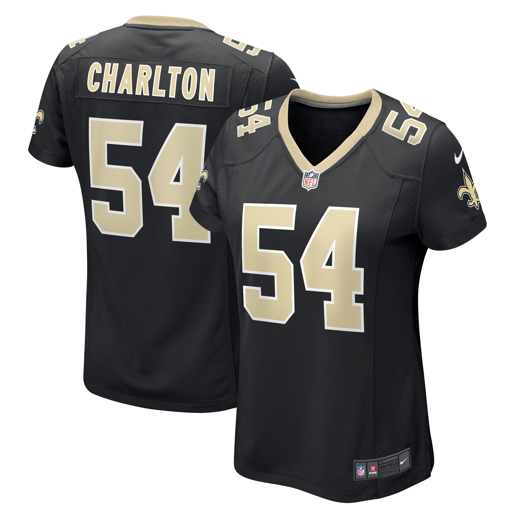 New Orleans Saints Taco Charlton Black Game Player NFL Jersey Women's