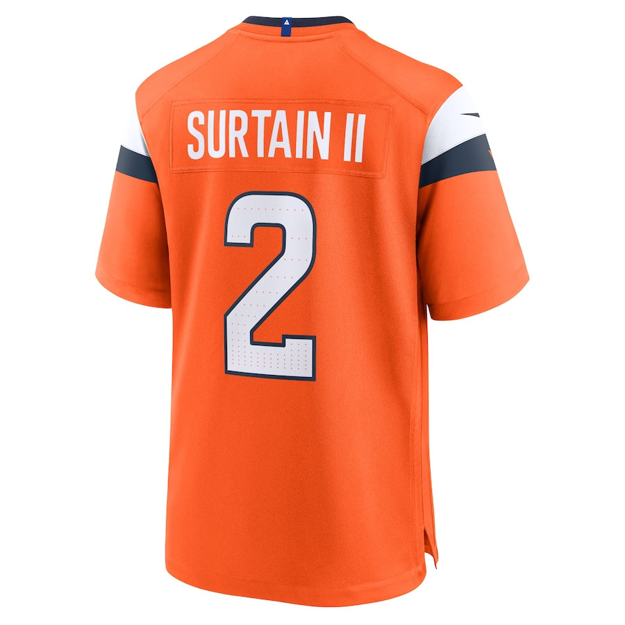 Patrick Surtain II 2 Denver Broncos Game Orange NFL Jersey Men's