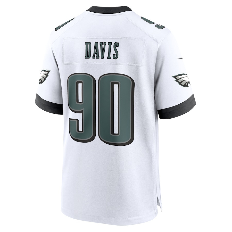 Jordan Davis 90 Philadelphia Eagles White Game White NFL Jersey Men's