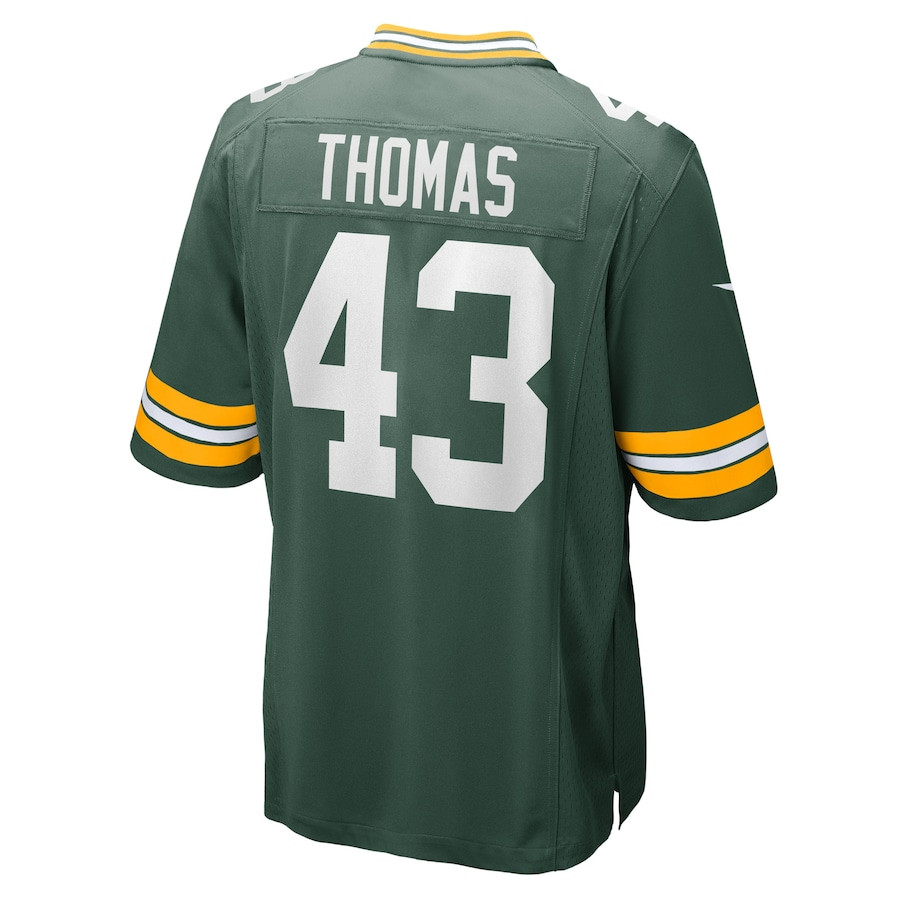 Kiondre Thomas 43 Green Bay Packers Game Green NFL Jersey Men's
