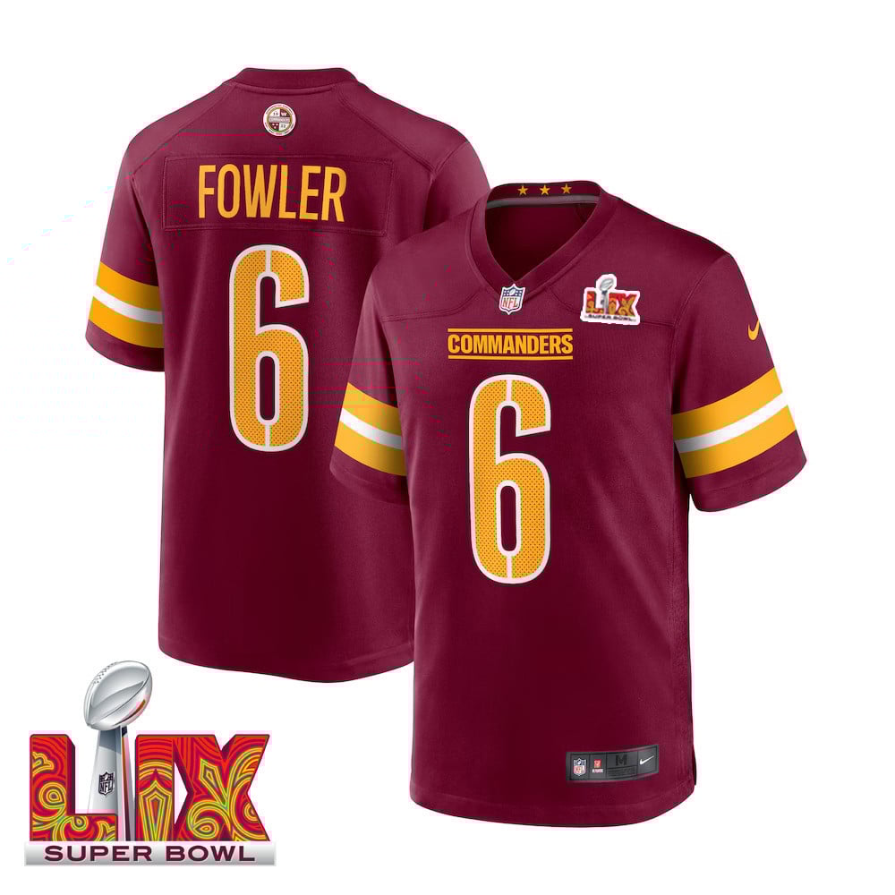 Dante Fowler Jr. #6 Washington Commanders Super Bowl LIX Burgundy NFL Jersey Men's