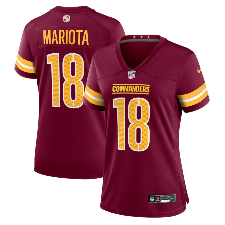 Marcus Mariota 18 Washington Commanders Game Burgundy NFL Jersey Women's