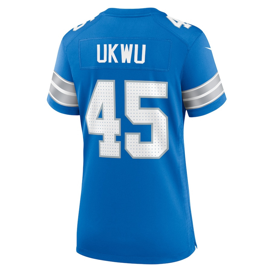 Isaac Ukwu 45 Detroit Lions Game Blue NFL Jersey Women's