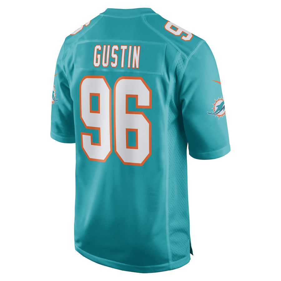 Porter Gustin 96 Miami Dolphins Game Aqua NFL Jersey Men's