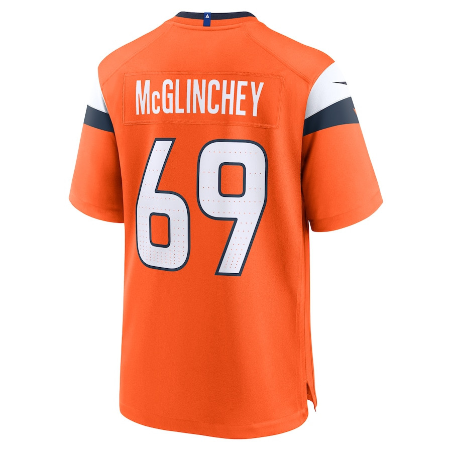Mike McGlinchey 69 Denver Broncos Team Game Orange NFL Jersey Men's