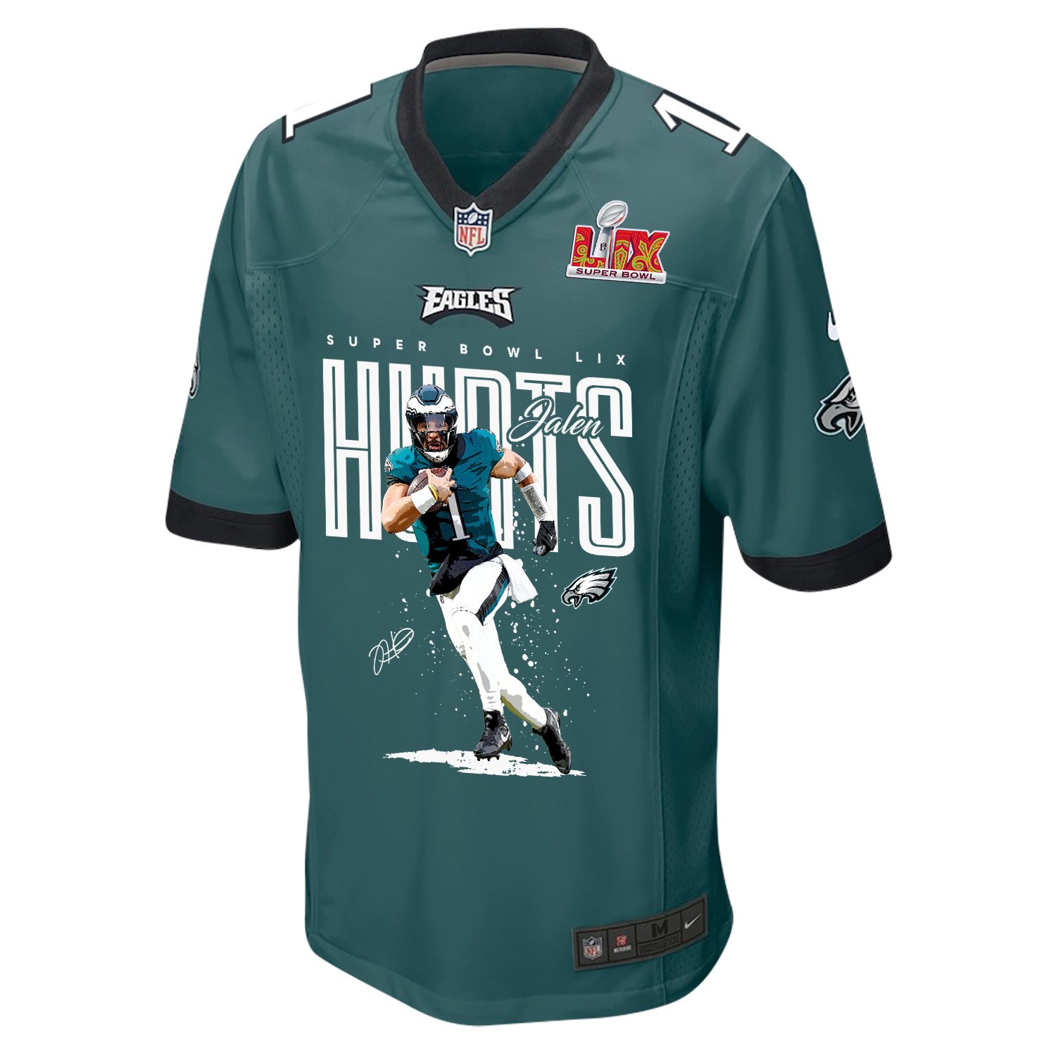 Jalen Hurts 1 Philadelphia Eagles Hurtin' For a Title' Game Midnight Green NFL Jersey Men's