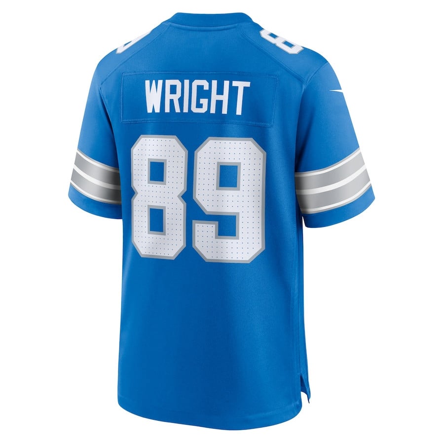 Brock Wright 89 Detroit Lions Team Game Blue NFL Jersey Men's