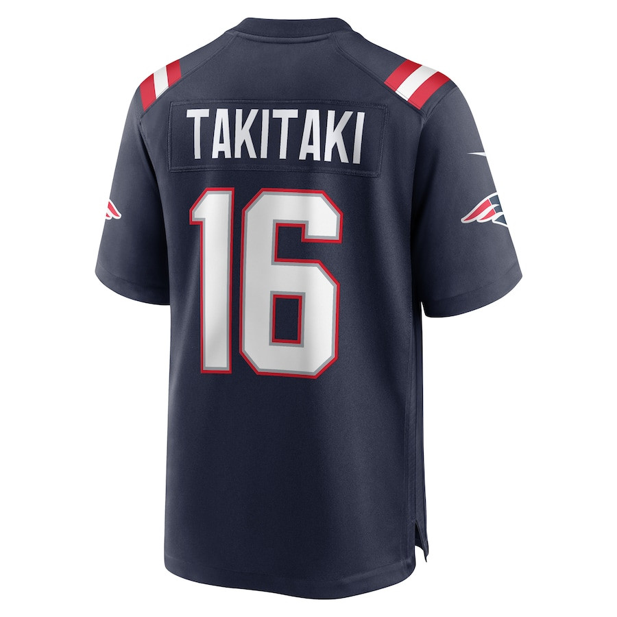 Sione Takitaki 16 New England Patriots Team Game Navy NFL Jersey Men's
