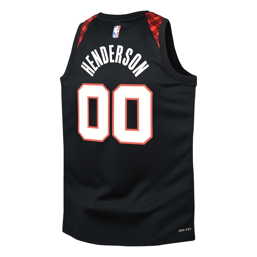 Scoot Henderson 00 Portland Trail Blazers 2023/24 City Edition Swingma Black NBA Jersey Youth