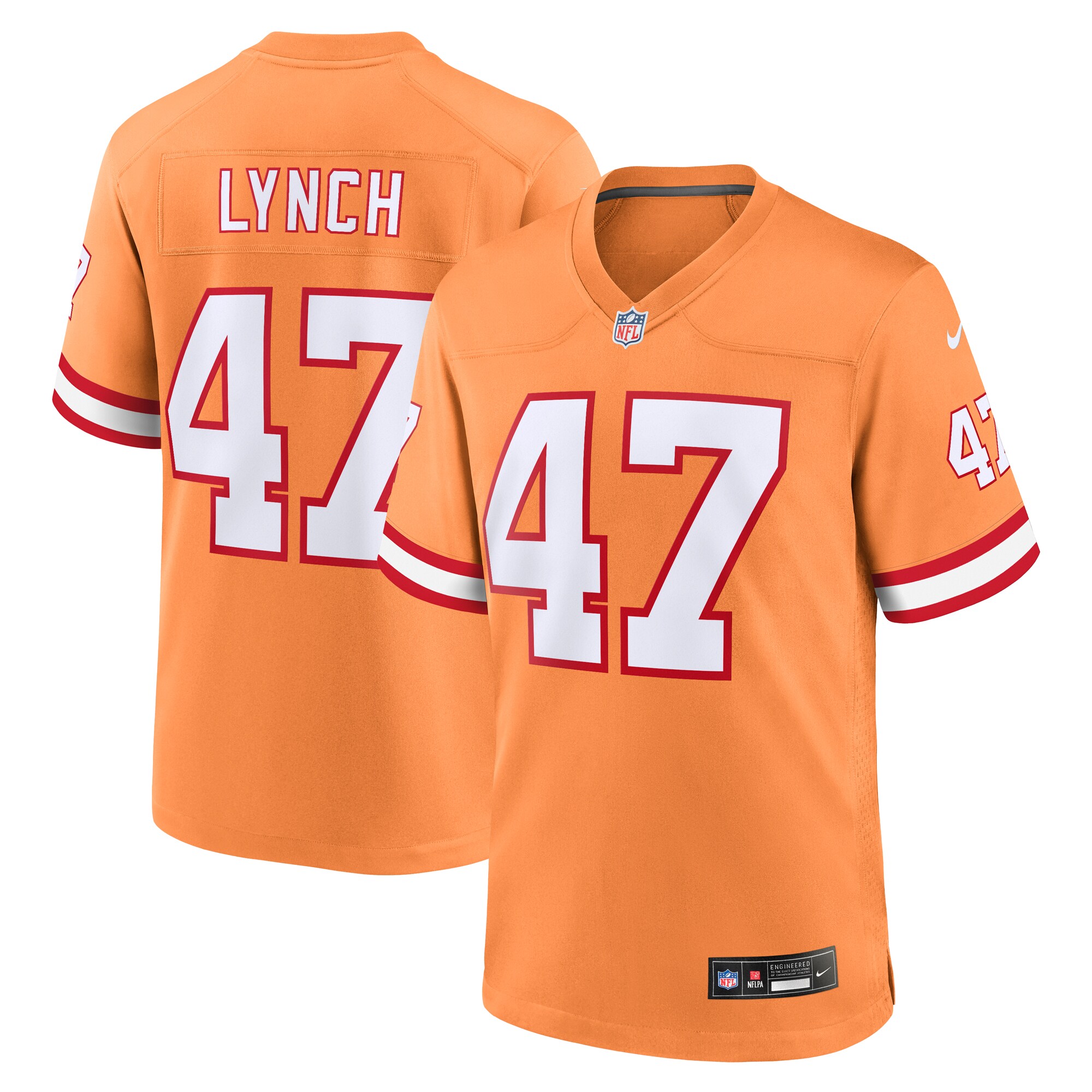 Tampa Bay Buccaneers John Lynch Orange Throwback Game NFL Jersey Men's