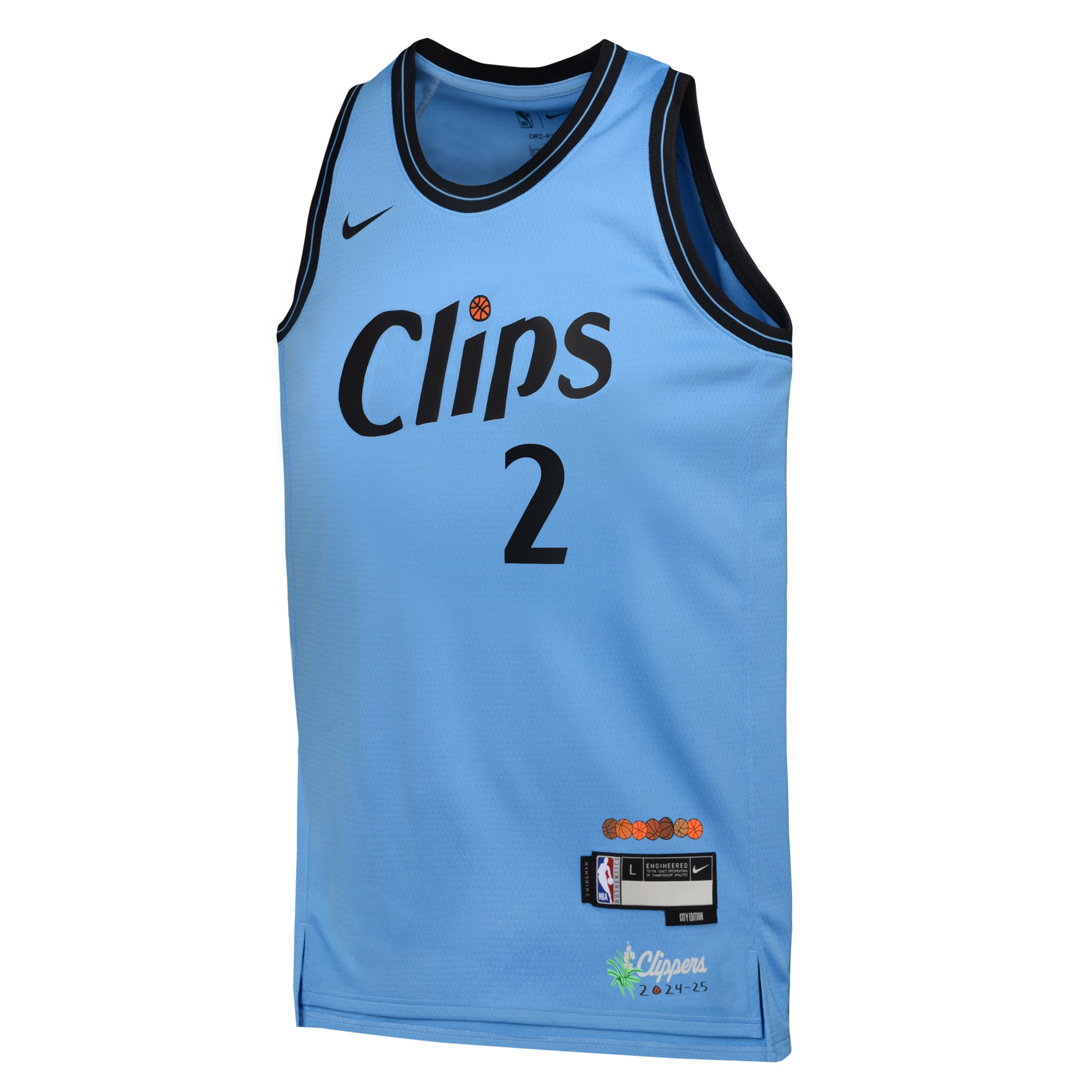 Camiseta City Edition Swingman de los Los Angeles Clippers 2024 Azul Kawhi Leonard Juvenil NBA Jersey Men's