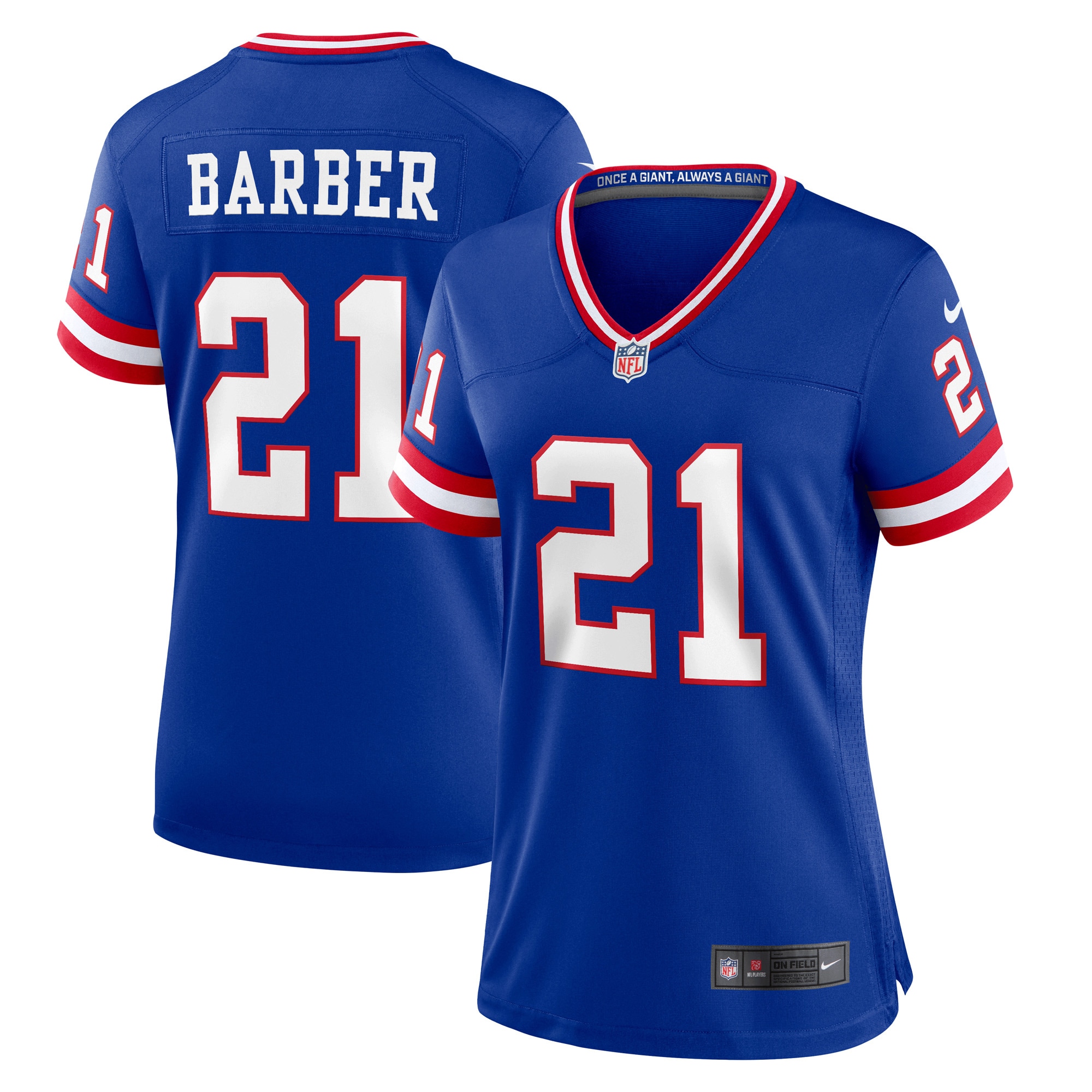 New York Giants Tiki Barber Royal Classic Retired Player Game NFL Jersey Women's