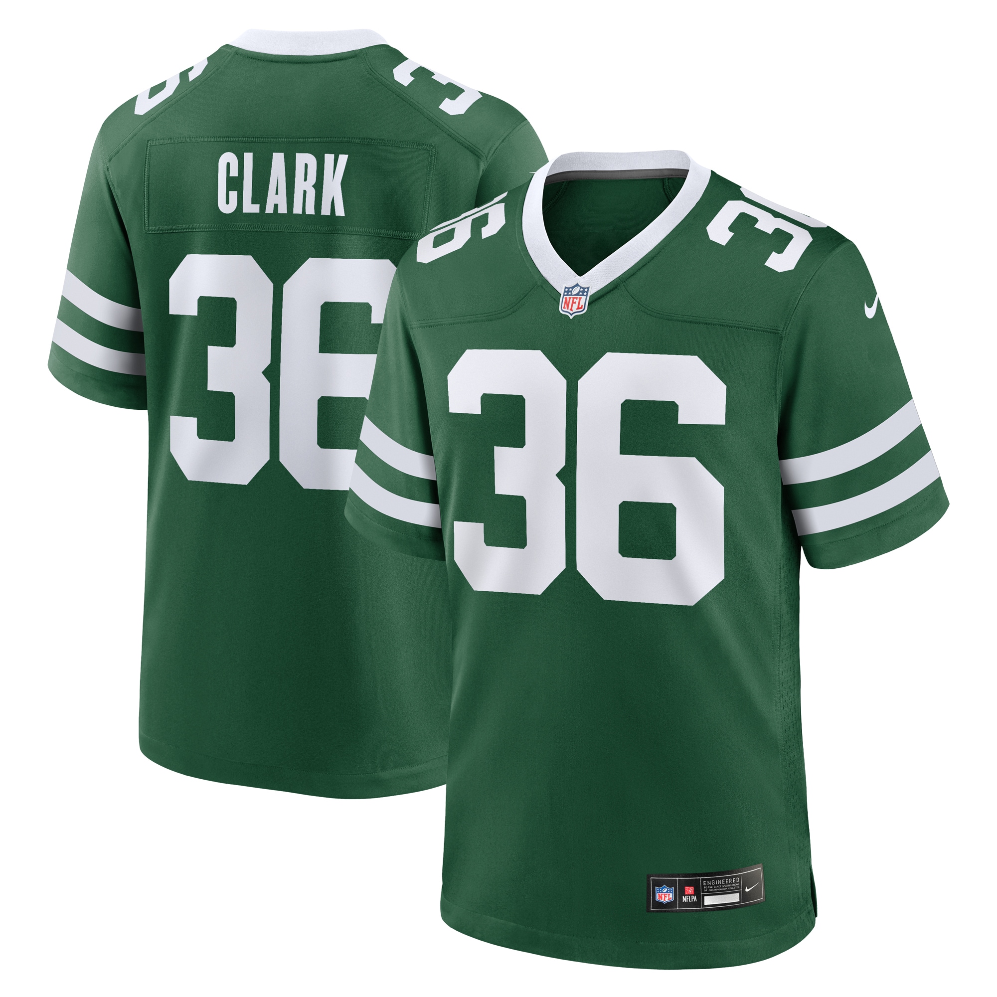 New York Jets Chuck Clark Legacy Green Team Game NFL Jersey Men's