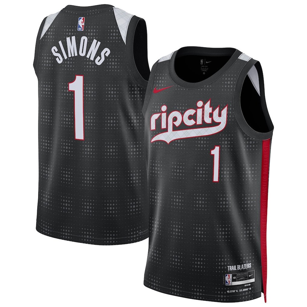 Anfernee Simons 1 Portland Trail Blazers Unisex 2024/25 Swingman Player City Edition Black NBA Jersey Unisex
