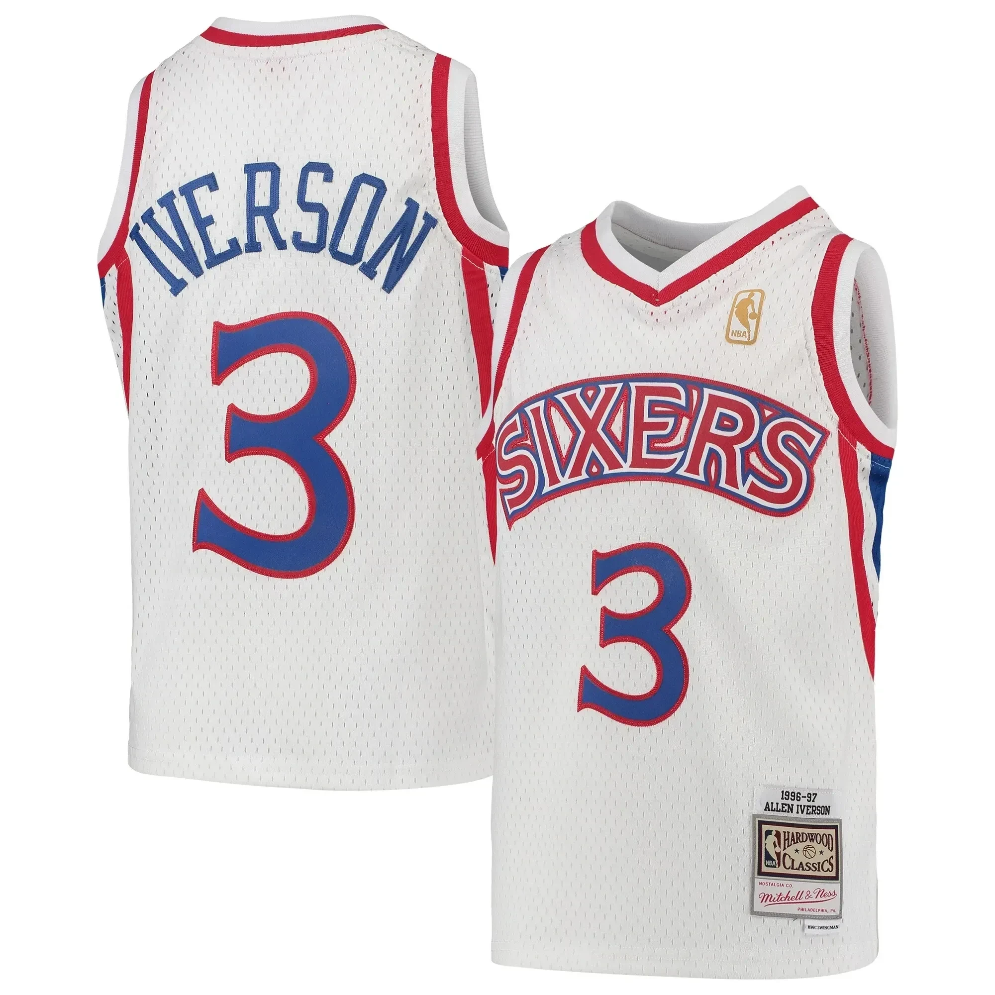 Allen Iverson Philadelphia 76ers Mitchell&Nes 1996-97 Hardwood Classics Swingman Throwback White NBA Jersey Youth