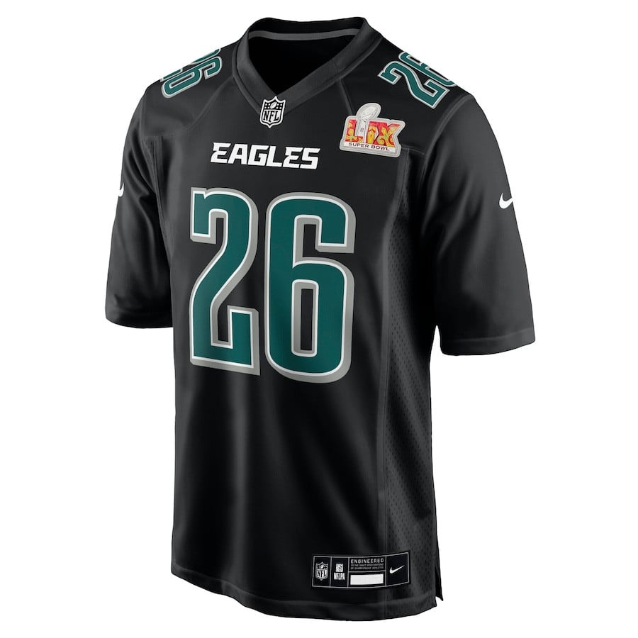 Saquon Barkley 26 Philadelphia Eagles Super Bowl LIX Fashion Game Player Carbon Black NFL Jersey Men's