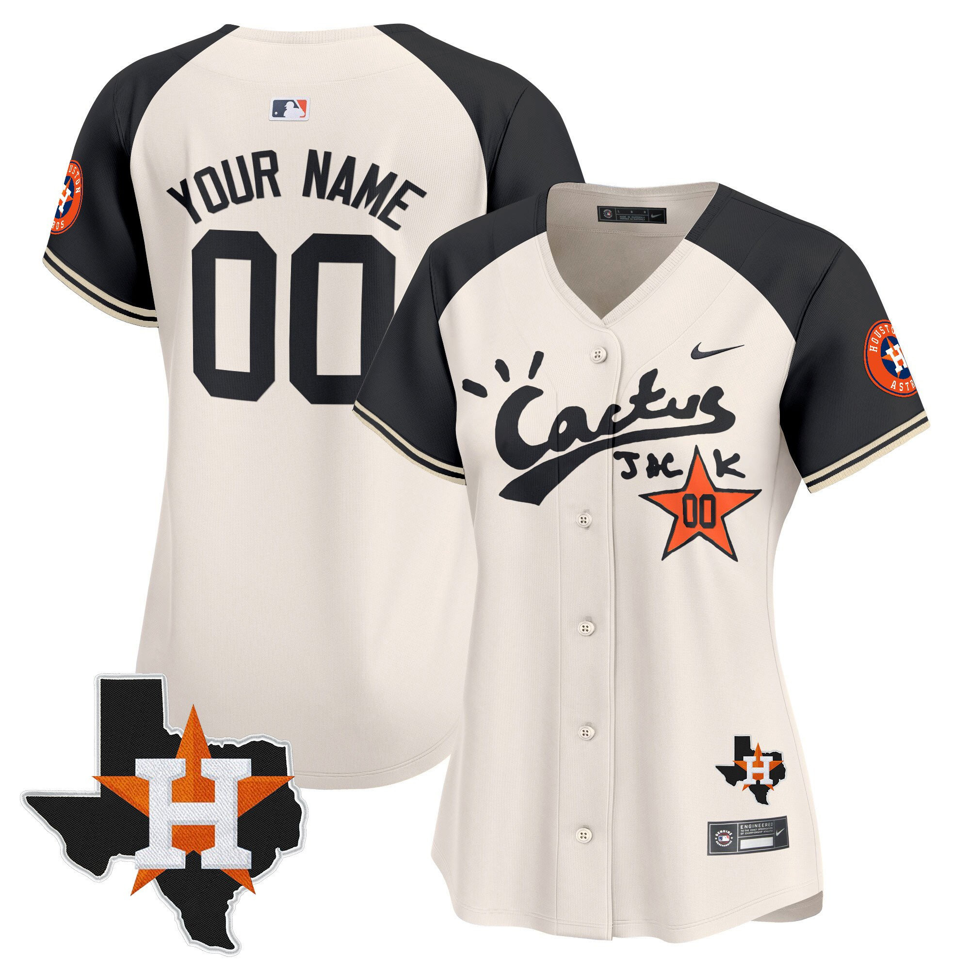 Houston Astros Cactus Jack Houston Patch Custom Limited MLB Jersey Women's