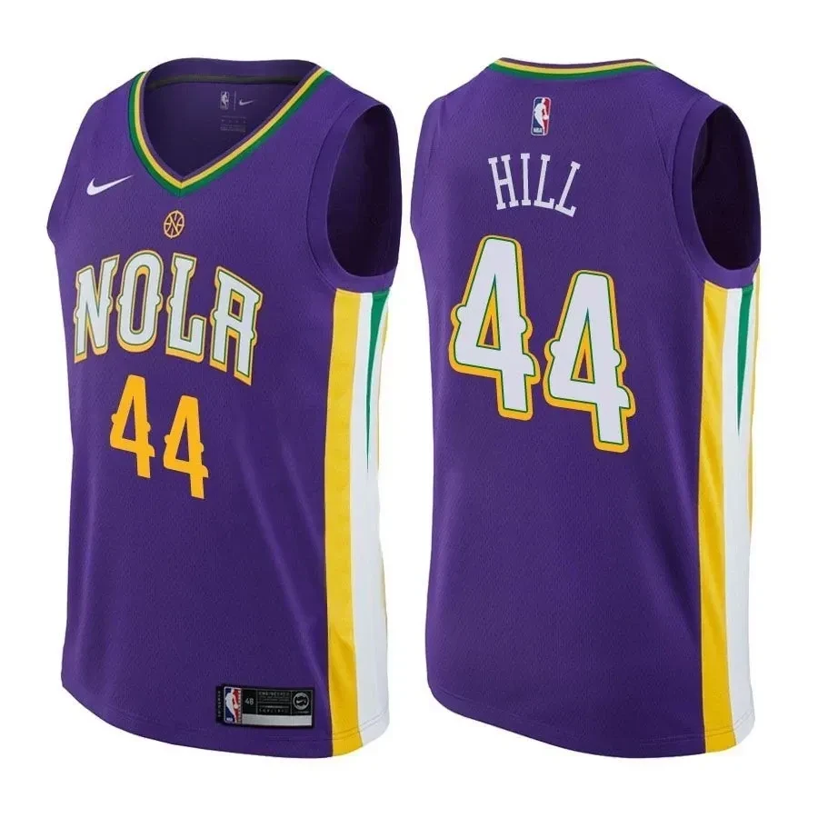 New Orleans Pelicans Solomon Hill 44 City Edition Purple NBA Jersey Men's