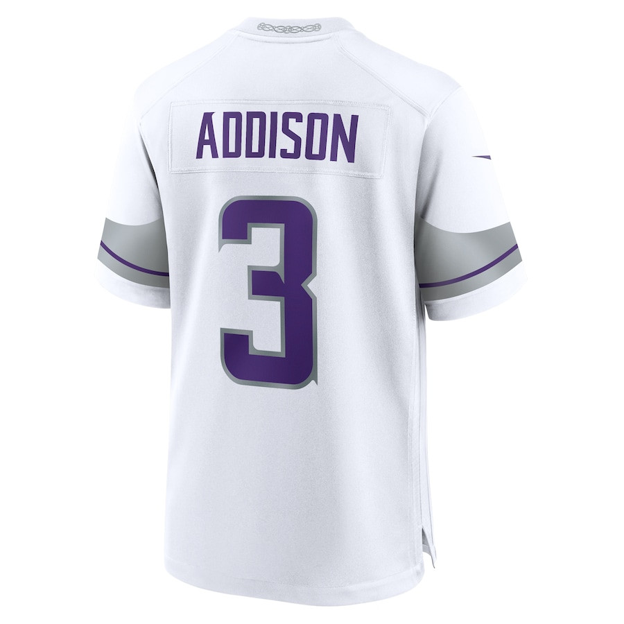 Jordan Addison 3 Minnesota Vikings Alternate Game Player White NFL Jersey Men's