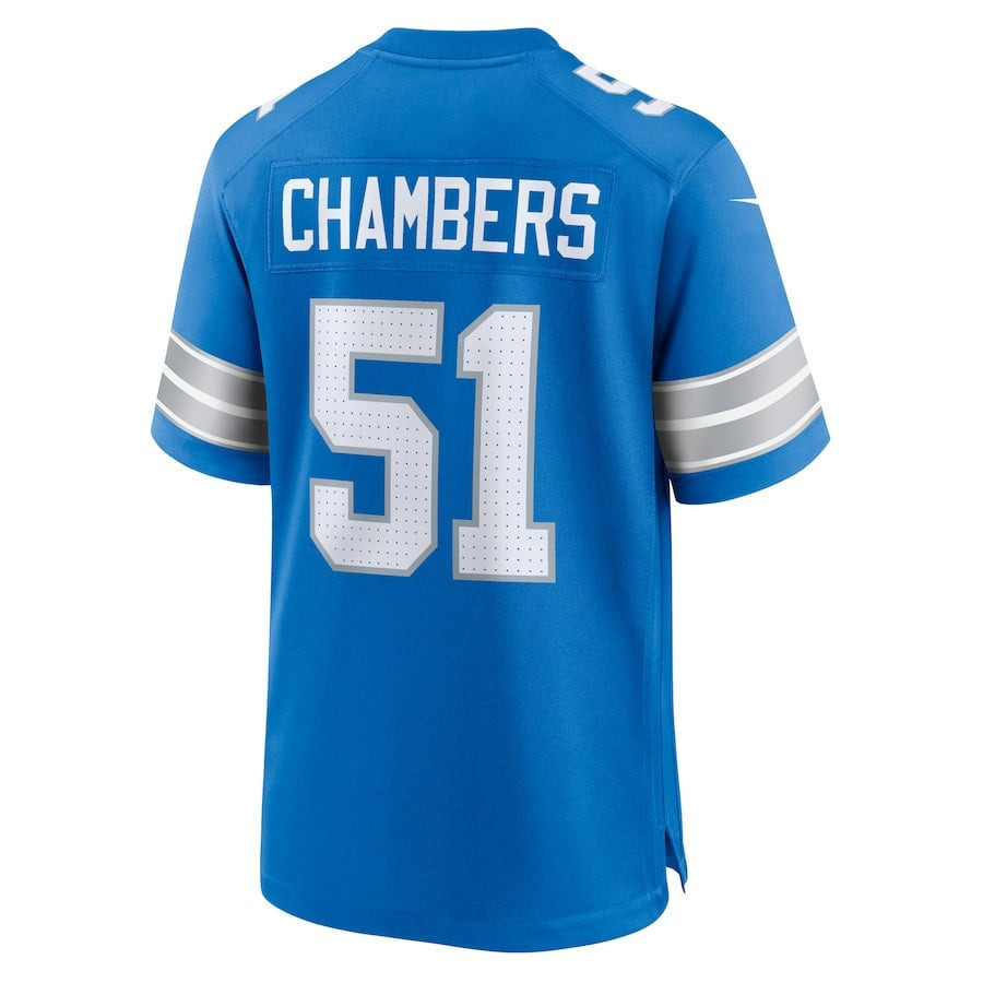 Steele Chambers 51 Detroit Lions Game Blue NFL Jersey Men's