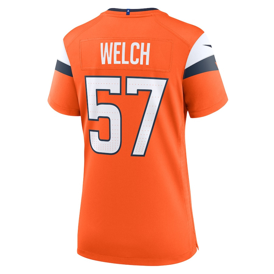 Kristian Welch 57 Denver Broncos Team Game Orange NFL Jersey Women's
