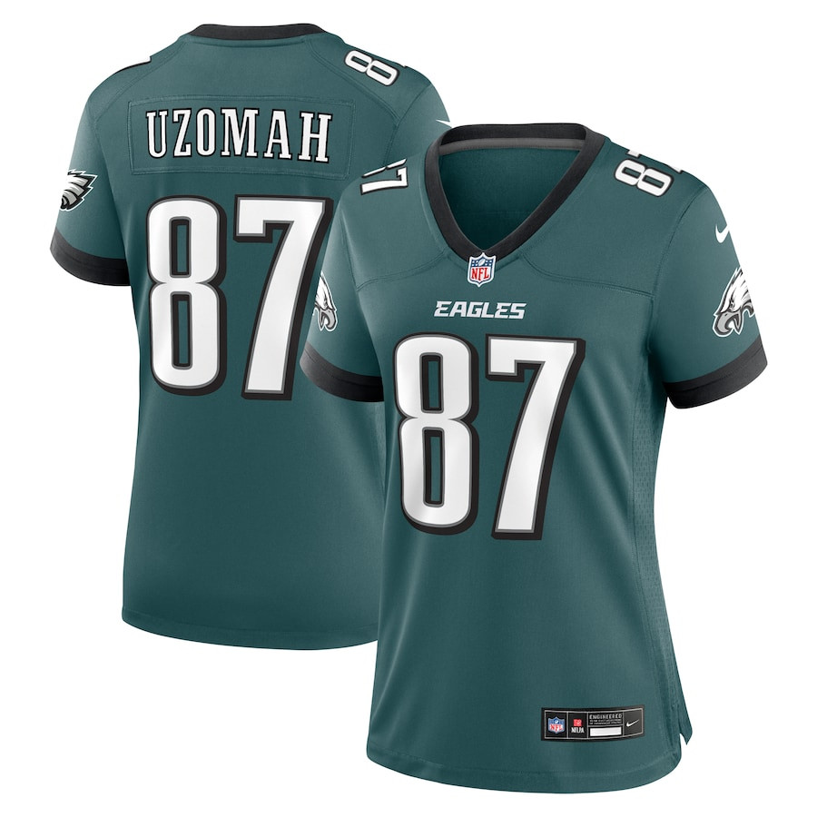 C.J. Uzomah 87 Philadelphia Eagles Team Game Midnight Green NFL Jersey Women's