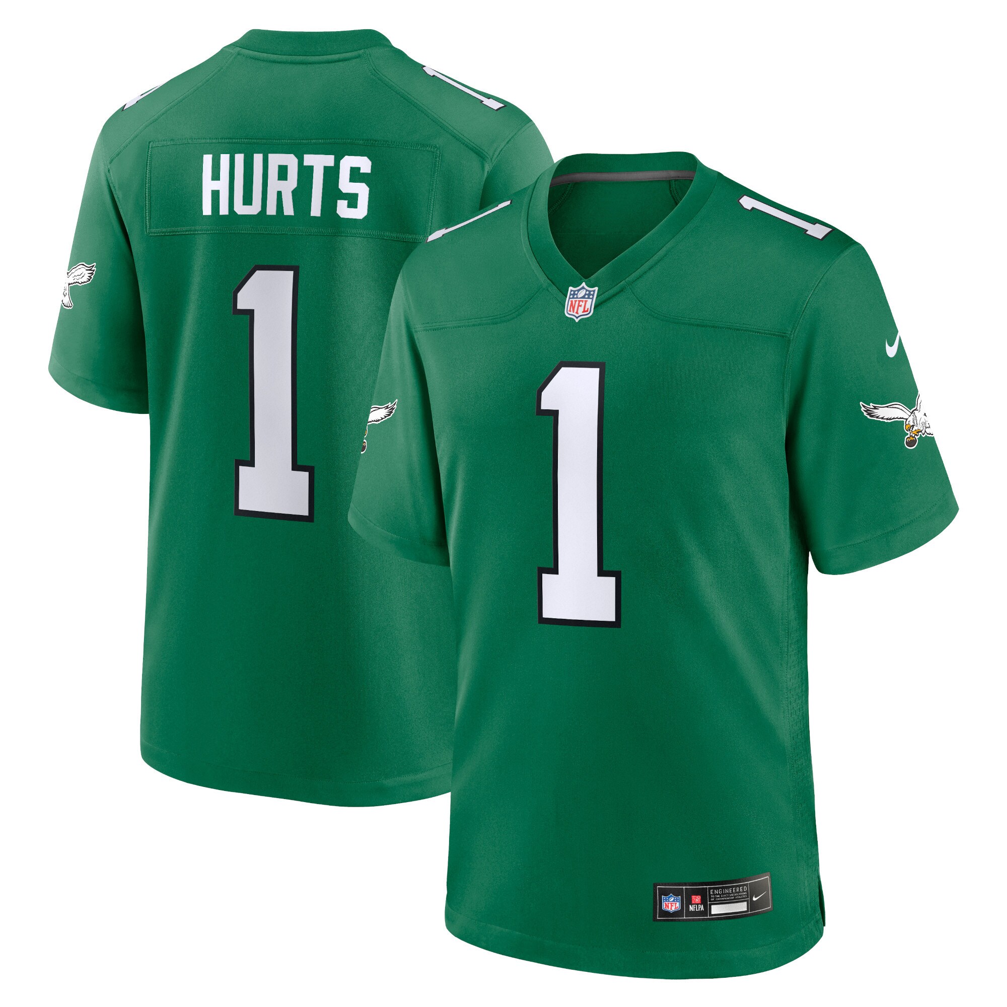 Philadelphia Eagles Jalen Hurts Kelly Green Game NFL Jersey Youth