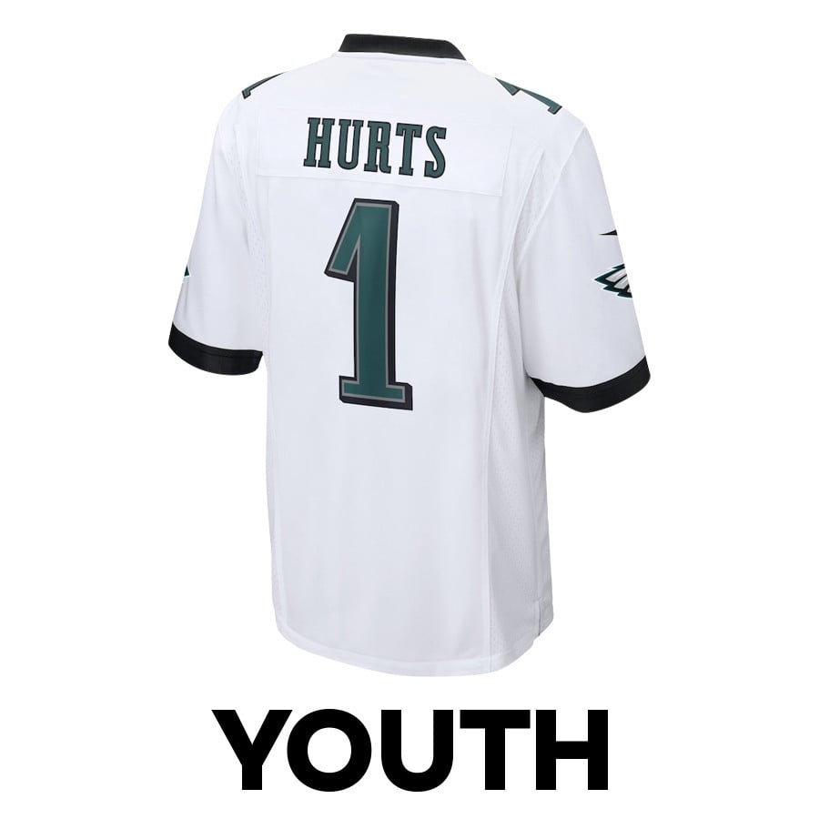 Jalen Hurts 1 Philadelphia Eagles Victory Game White NFL Jersey Youth