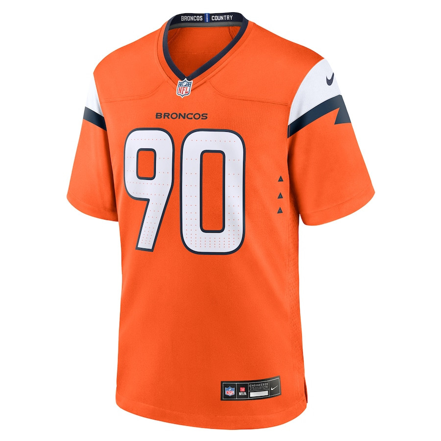 Angelo Blackson 90 Denver Broncos Game Orange NFL Jersey Men's