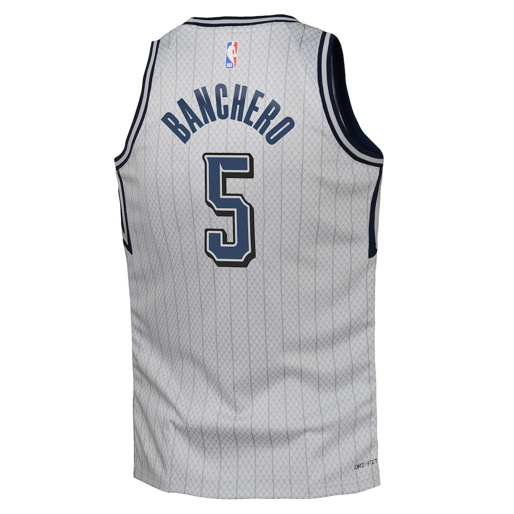 Paolo Banchero 5 Orlando Magicc 2024/25 Swingman Playe City Edition Silver NBA Jersey Youth