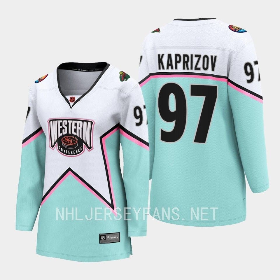 Kirill Kaprizov 97 Minnesota Wild White 2023 All Star Western Conference Women NHL Jersey Women's