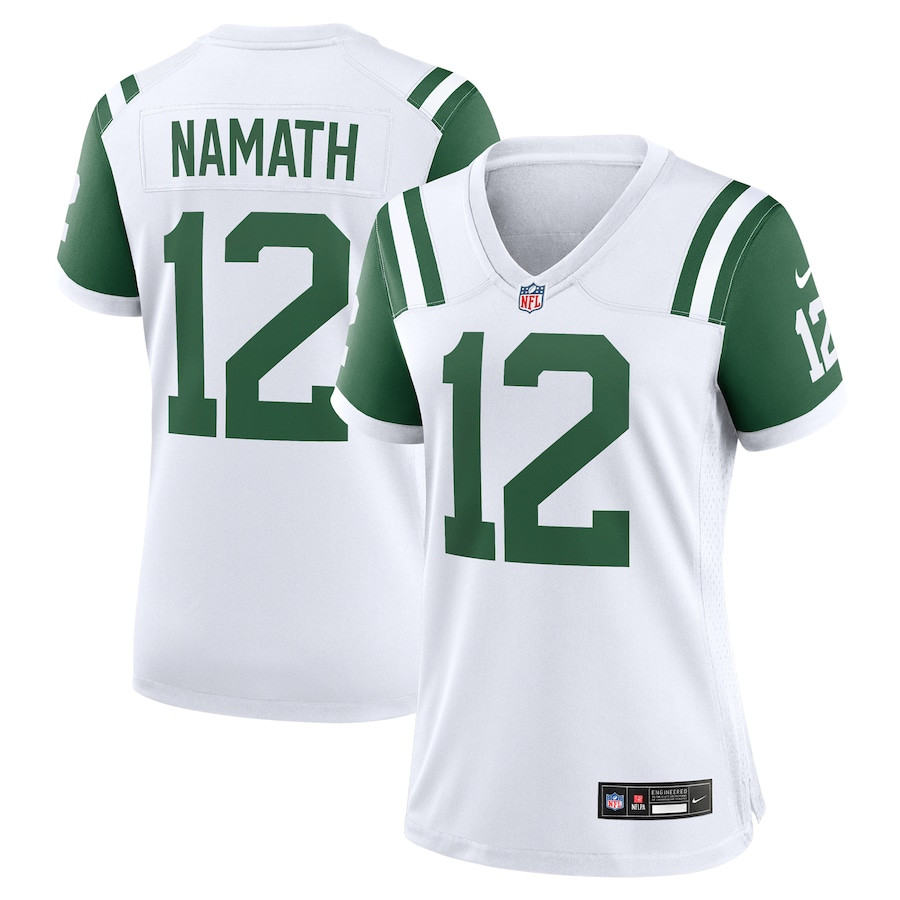 Joe Namath 12 New York Jets Classic Alternate Retired Player Game White NFL Jersey Women's