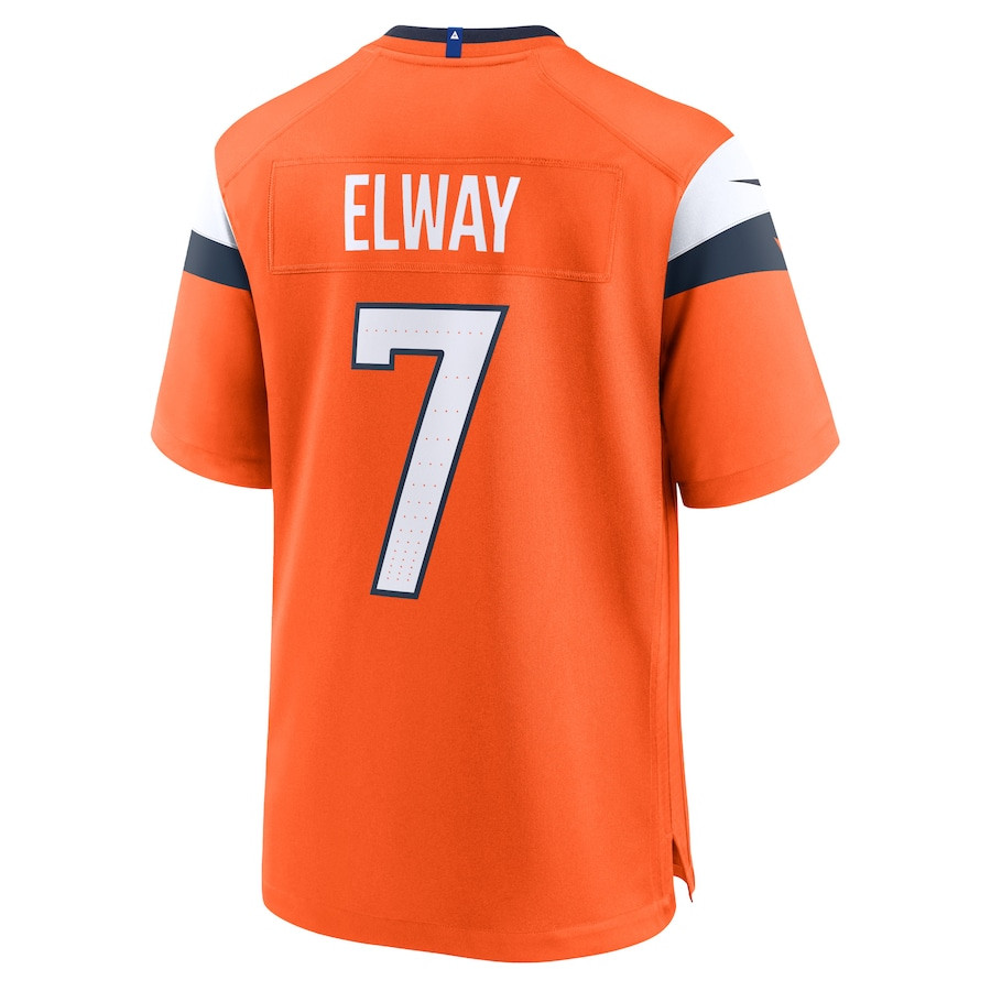 John Elway 7 Denver Broncos Game Retired Orange NFL Jersey Men's
