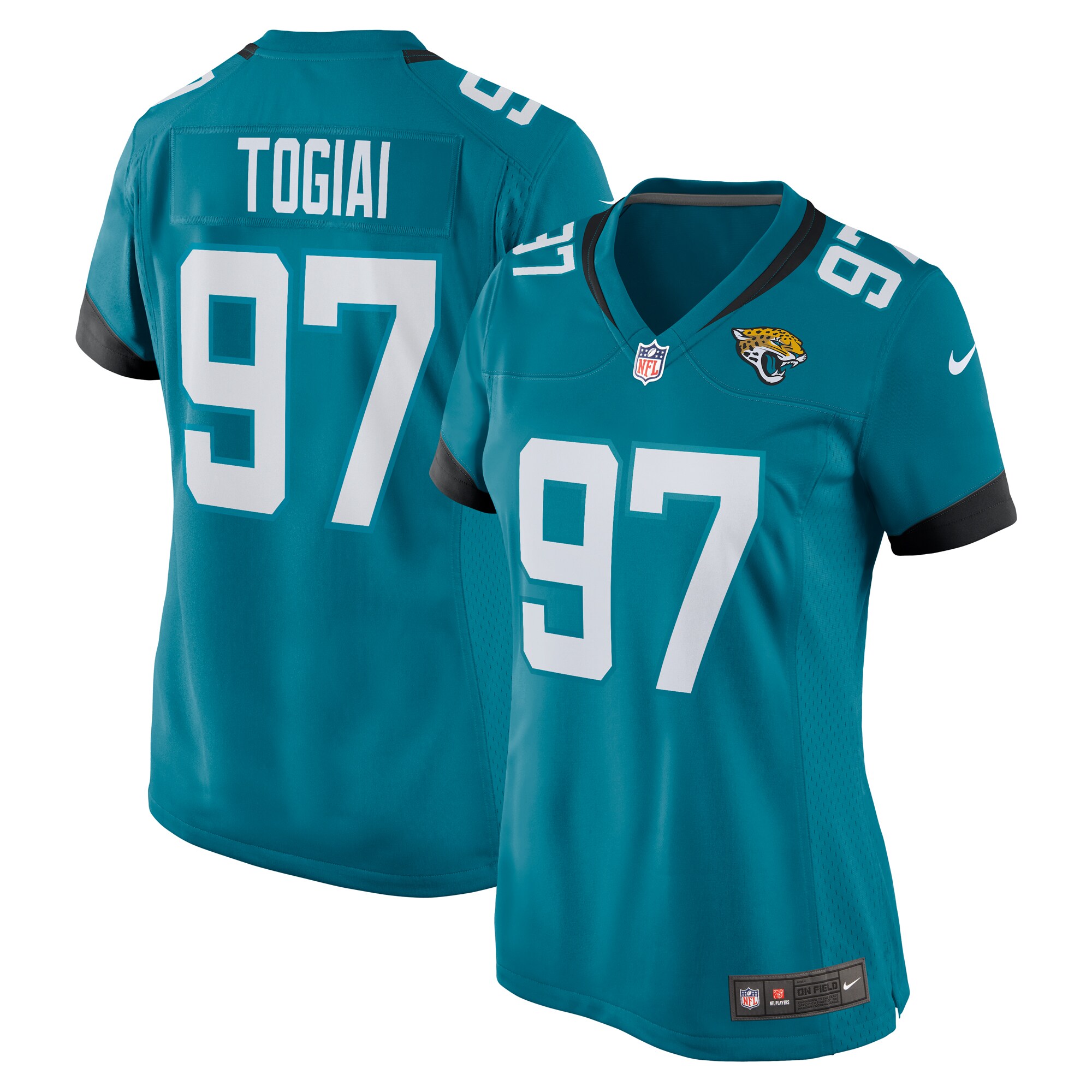 Jacksonville Jaguars Tommy Togiai Teal Team Game NFL Jersey Women's