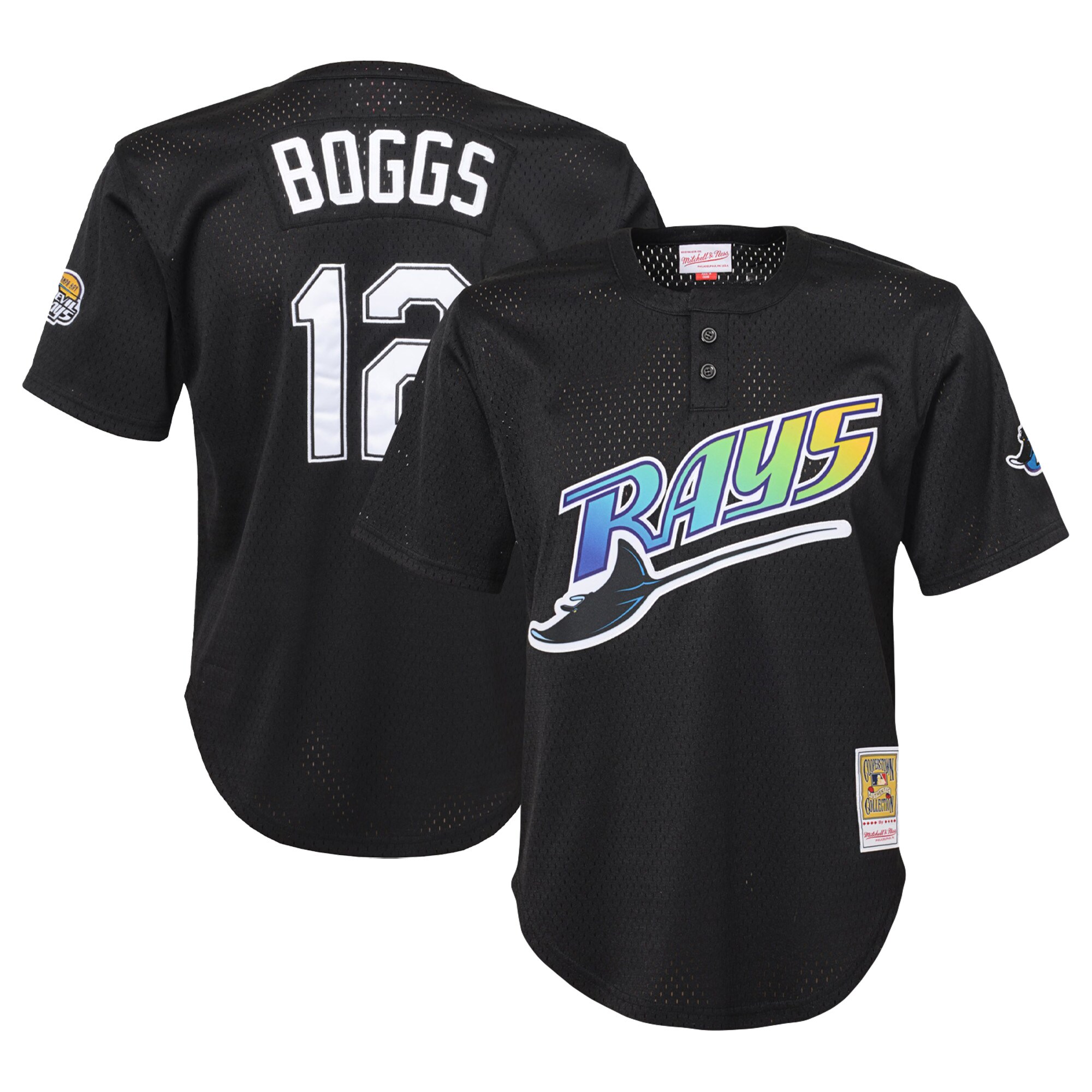 Tampa Bay Rays Wade Boggs Mitchell Ness Black Cooperstown Collection Mesh Batting Practice MLB Jersey Youth