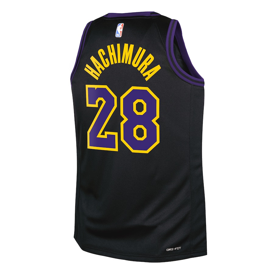 Rui Hachimura 28 Los Angeles Lakers 2023/24 City Edition Swingma Black NBA Jersey Youth