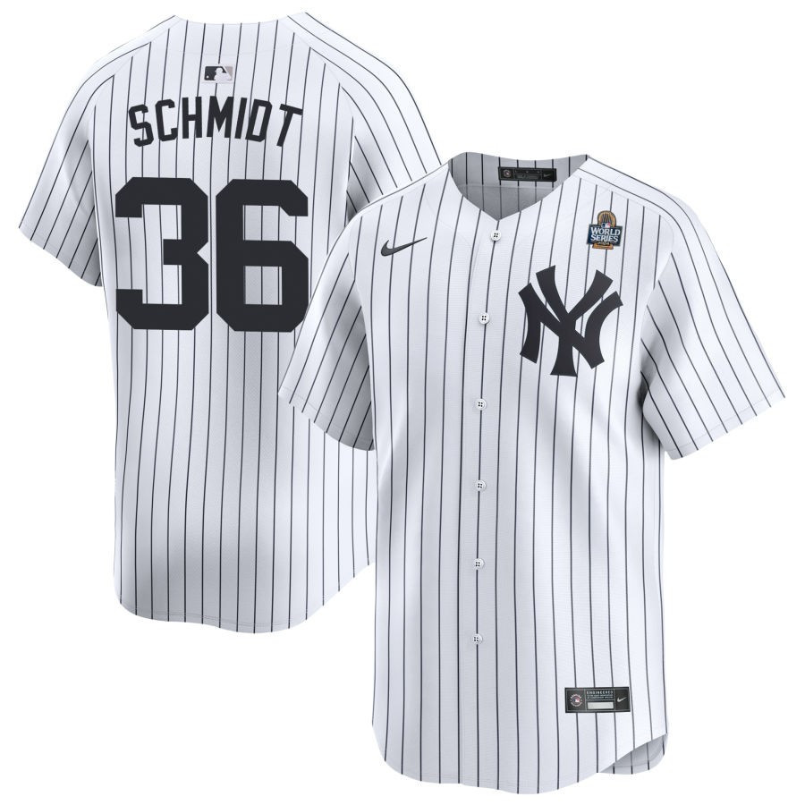 Clarke Schmidt 36 New York Yankees 2024 World Series Home Limited Player White MLB Jersey Men's
