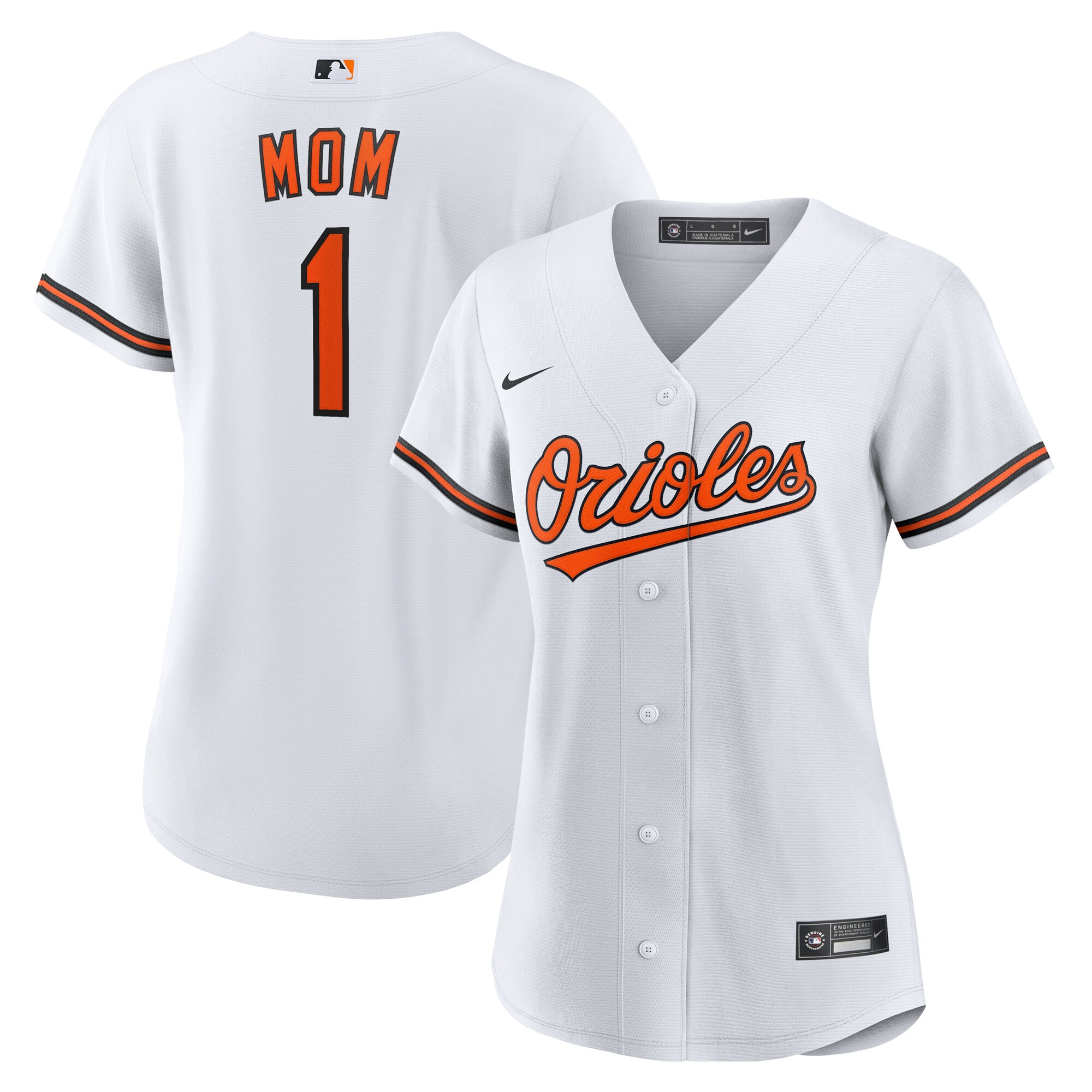 Baltimore Orioles White #1 Mom Home MLB Jersey Women's