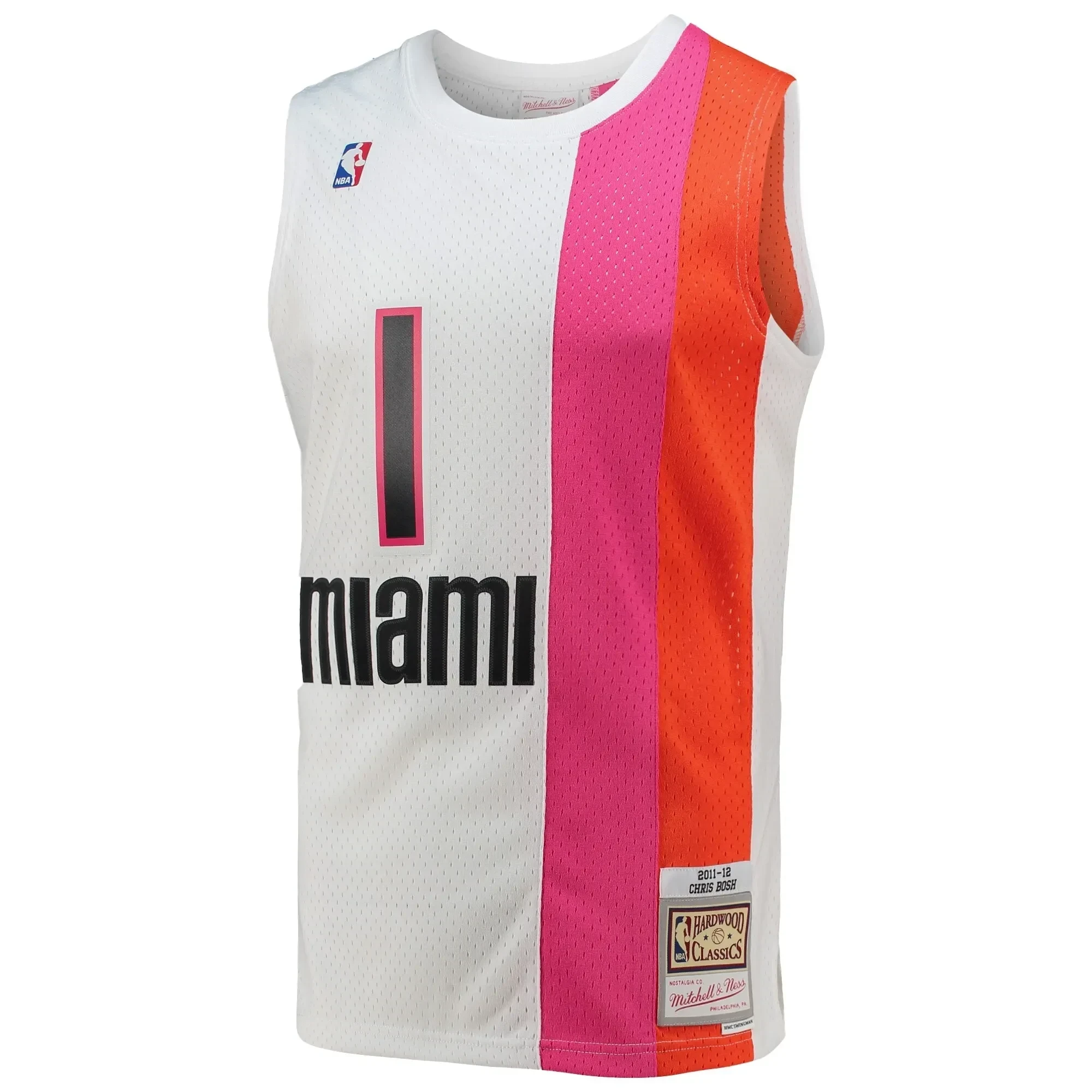 Chris Bosh Miami Heat Mitchell Ness 2011-12 Hardwood Classics Swingman White NBA Jersey Men's