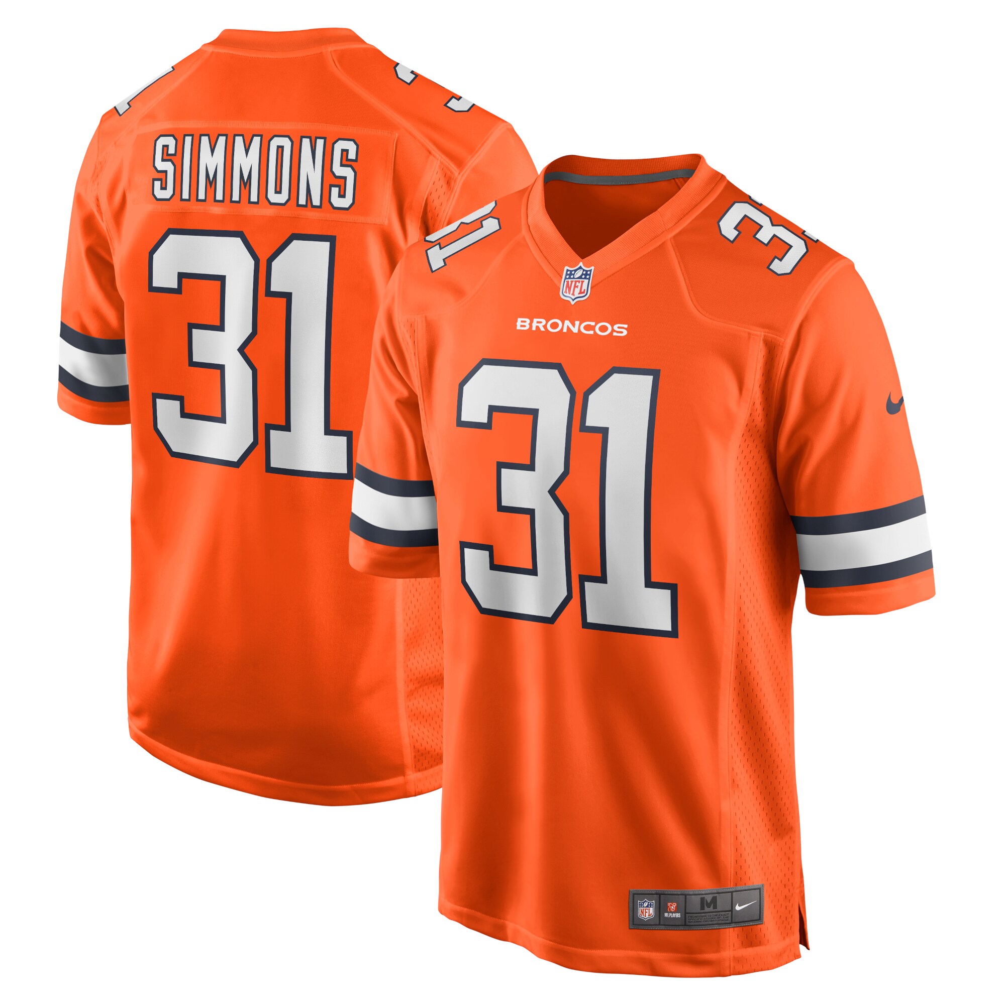 Denver Broncos Justin Simmons Orange Alternate Game NFL Jersey Men's
