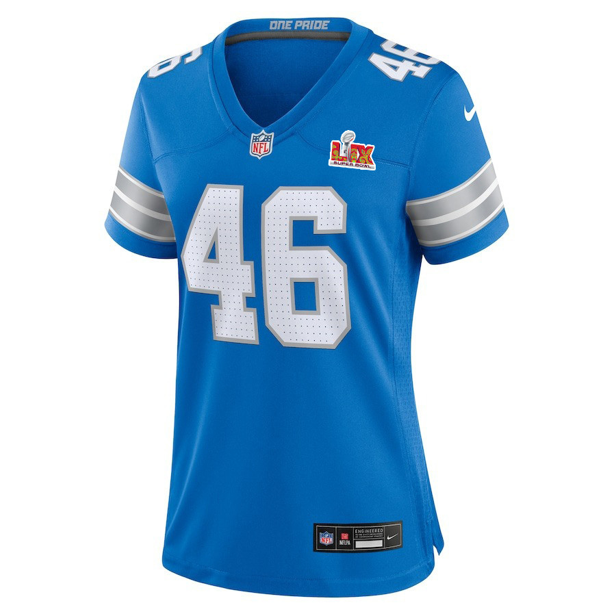 Jack Campbell #46 Detroit Lions Super Bowl LIX Blue NFL Jersey Women's